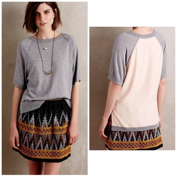 Anthropologie Tops - Anthropologie Moth Grey Peach East Falls Pullover
